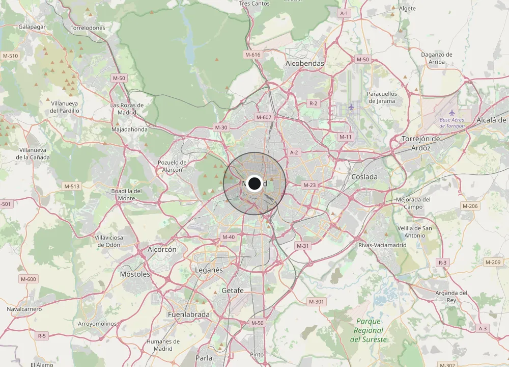 Mapa de Madrid con el municipio marcado