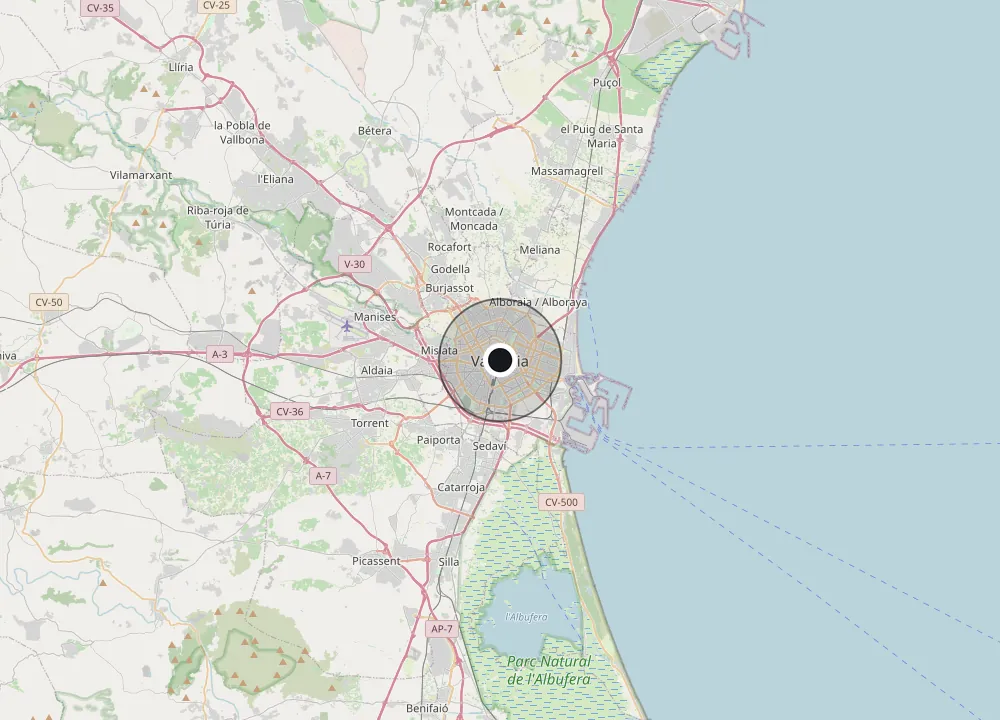 Mapa de Valencia con el municipio marcado